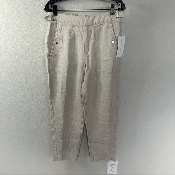 New Athleta Voyager Linen Pant Undyed Beige NWT Casual Beachy Coastal Women’s 8 - Picture 4 of 14